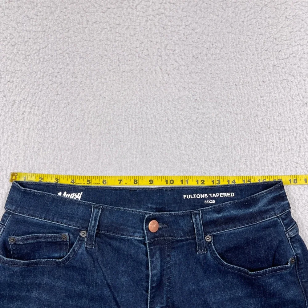 Mugsy Fultons Tapered Jeans Mens 35x30 Blue Stretch Dark Wash Denim Casual Pants